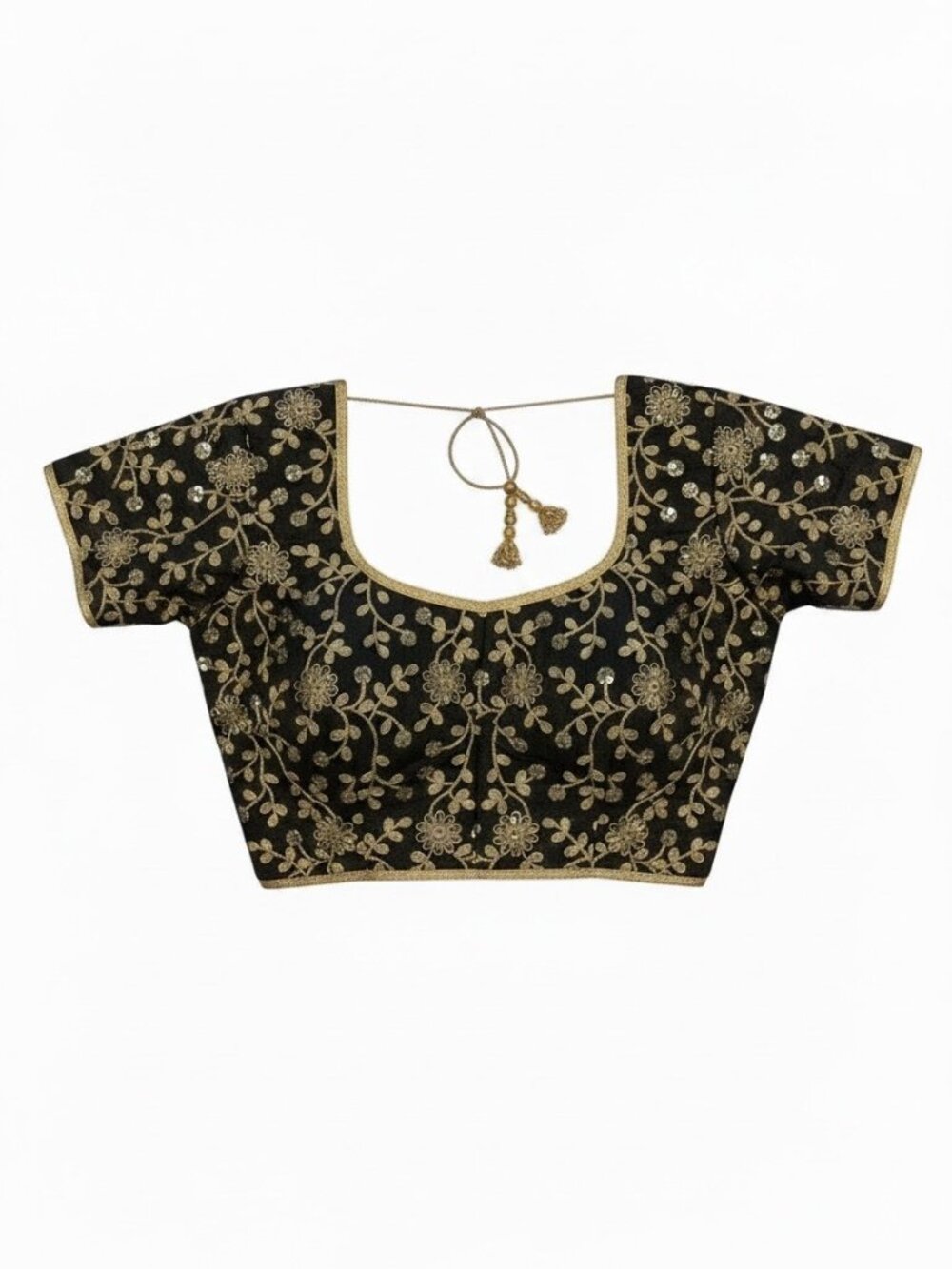 Black, Yellow and Gold Designer Blouse and Sari